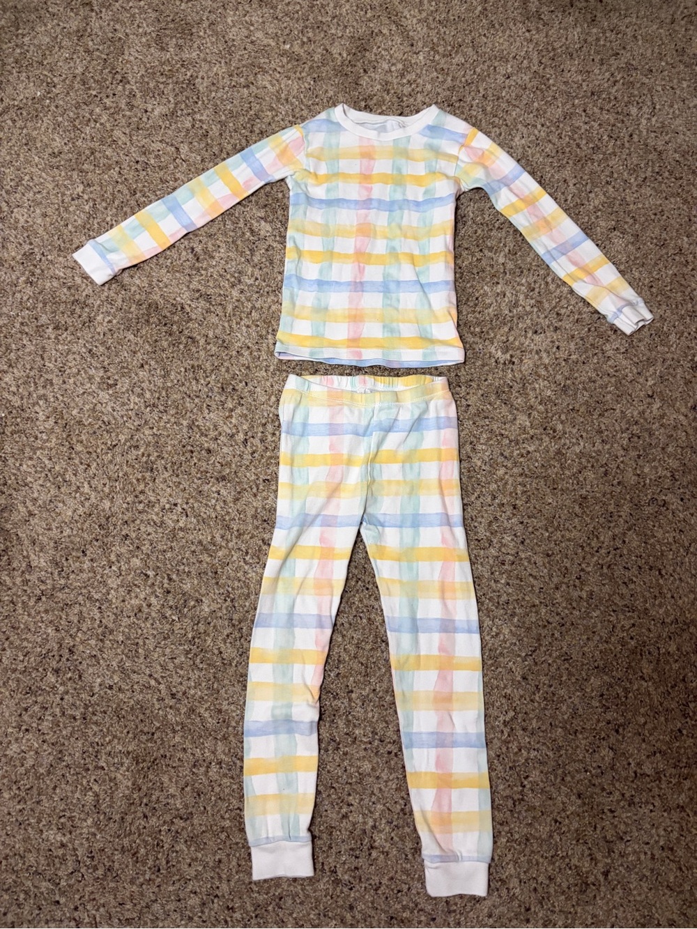 Burt’s Bees Kids Pastel Plaid Long Sleeve Pajama Set - Multicolor Size 6
